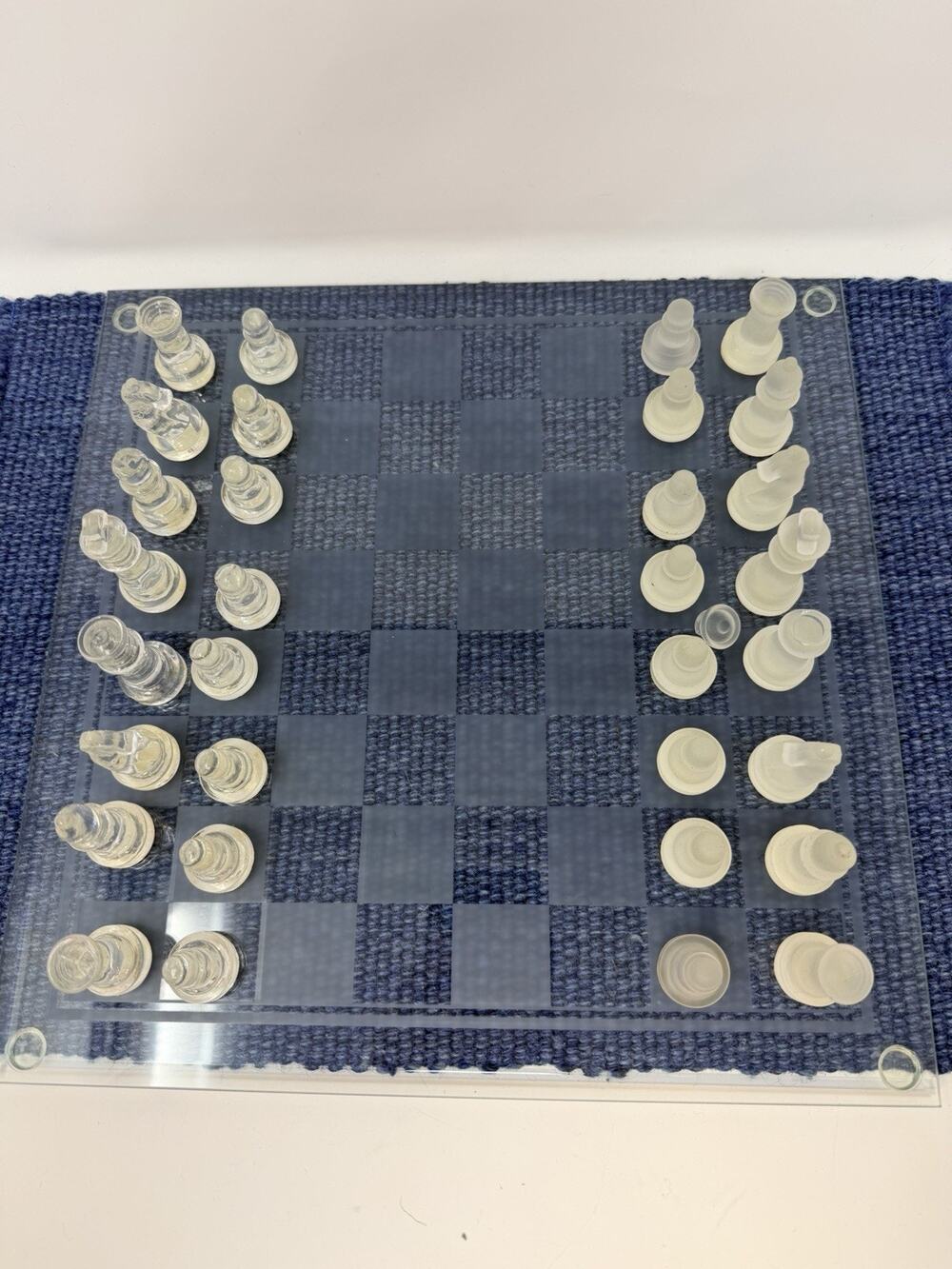Chess Set Vintage All Glass 12" X 12" Board Read